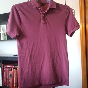 Slim fit washed pique polo shirt in red barn color